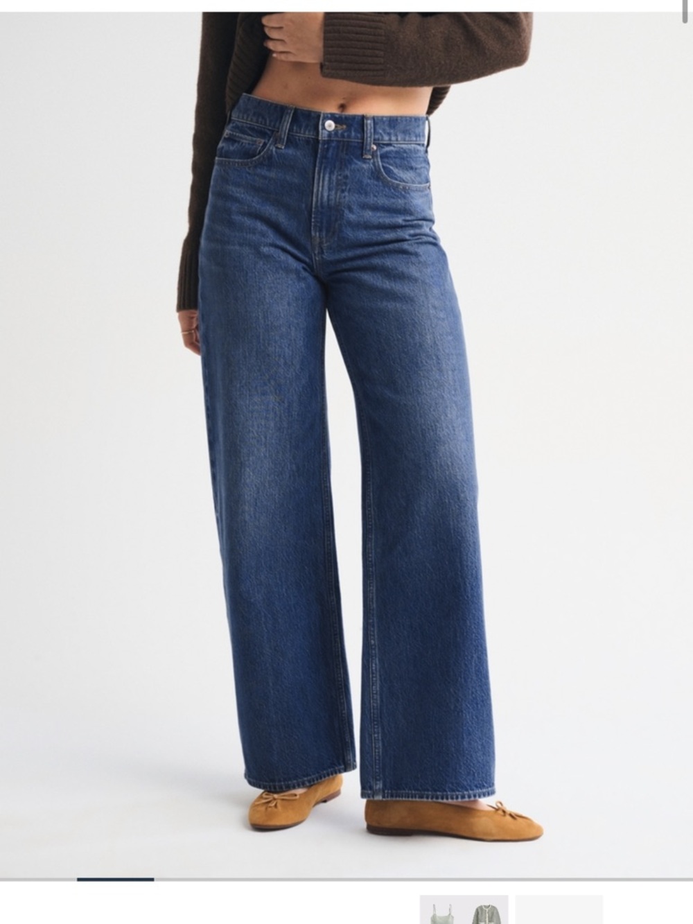 Abercrombie & Fitch Dark Blue Wide-Leg High-Rise Jeans